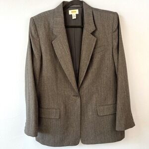 Talbots‎ 100% Wool Charcoal Gray Blazer Size 16P Classic Closet Staple Workwear